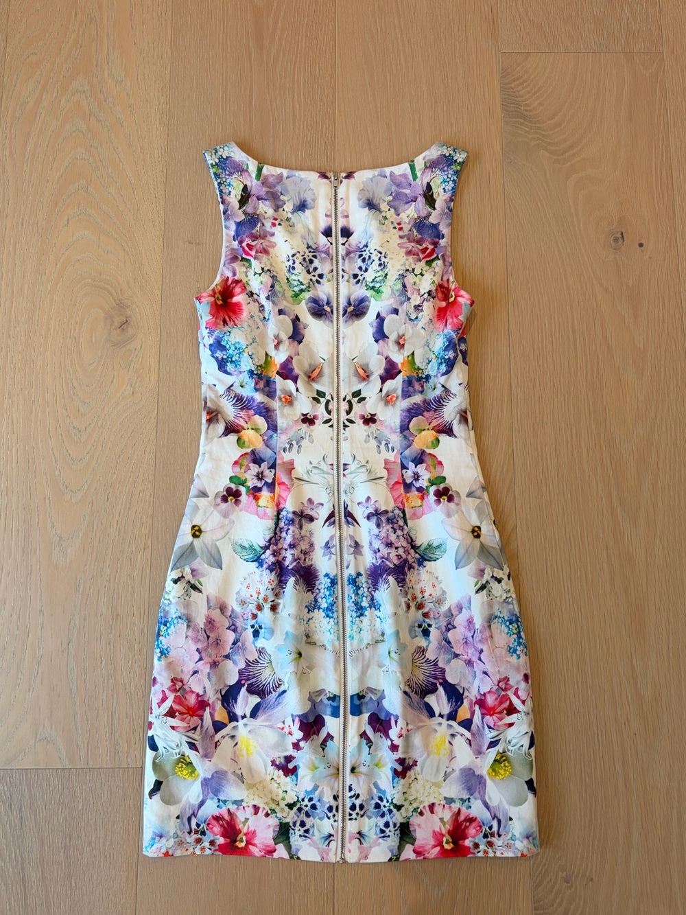 Ever New Floral Mirror Print Mini Dress Sleeveless Back Zip Size 2 - Picture 2 of 5